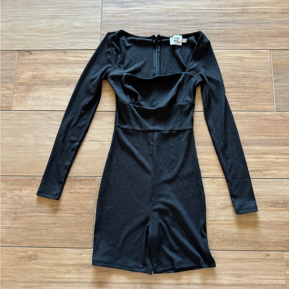 Black Long Sleeve Bodysuit Romper